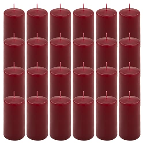 Stumpenkerze weinrot Höhe 10 cm Ø 5 cm lange Brenndauer Rund-Kerze Säulenkerzen Kerzen-Deko Tafelkerzen Weihnachts-Kerzen Hochzeits-Deko (24) von Nexos Trading