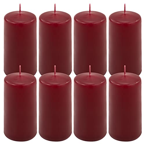 Stumpenkerze weinrot Höhe 10 cm Ø 5 cm lange Brenndauer Rund-Kerze Säulenkerzen Kerzen-Deko Tafelkerzen Weihnachts-Kerzen Hochzeits-Deko (8) von Nexos Trading