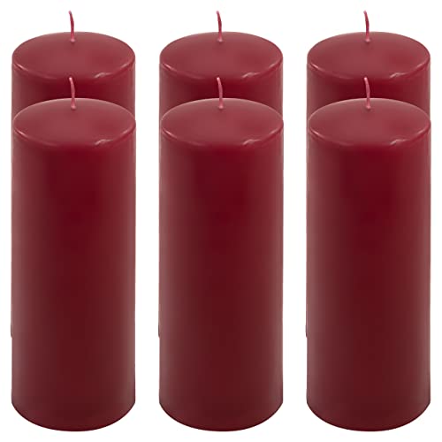 Stumpenkerze weinrot Höhe 20 cm Ø 7,5 cm lange Brenndauer Rund-Kerze Säulenkerzen Kerzen-Deko Tafelkerzen Weihnachts-Kerzen Hochzeit (6) von Nexos Trading