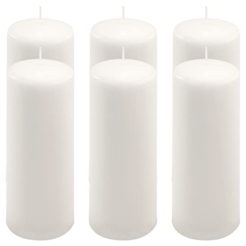 Stumpenkerze weiß Höhe 20 cm Ø 7,5 cm lange Brenndauer Rund-Kerze Säulenkerzen Kerzen-Deko Tafelkerzen Weihnachts-Kerzen Hochzeit Xmas (6) von Nexos Trading