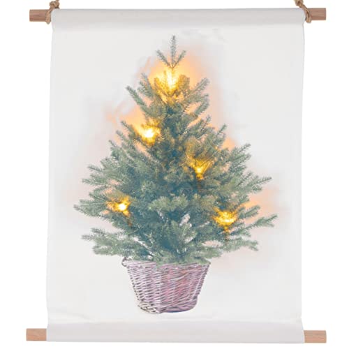 Nexos Trading Wandbehang Weihnachten Weihnachtsbaum Christbaum 30 x 45 cm 5 LED Weihnachtsdekoration Wandbild LED Bild Dekoration XMAS von Nexos Trading