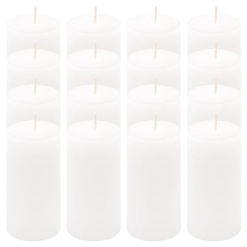 Rustik-Kerze Höhe 10 cm Ø 5 cm lange Brenndauer Rund-Kerze Säulenkerzen Kerzen-Deko Tafelkerzen Weihnachts-Kerzen Hochzeits-Deko (weiß, 16) von Nexos Trading