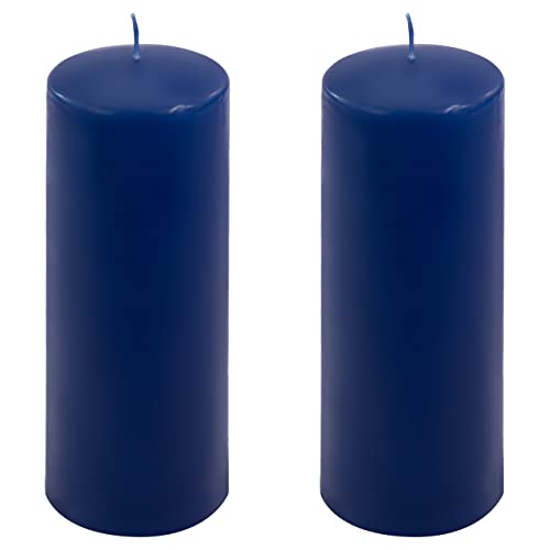 Stumpenkerze Höhe 20 cm Ø 7,5 cm lange Brenndauer Rund-Kerze Säulenkerzen Kerzen-Deko Tafelkerzen Weihnachts-Kerzen Hochzeit Xmas (blau, 2) von Nexos Trading