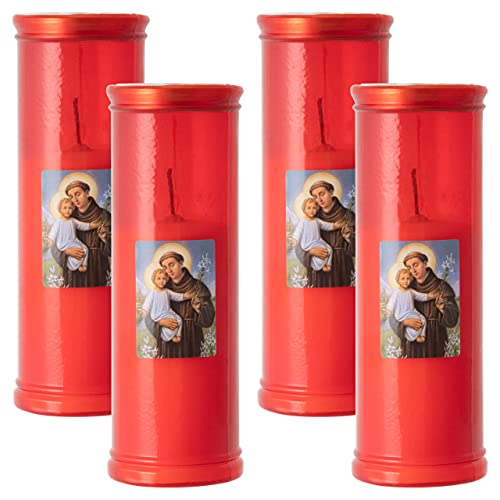 4er Set Grablicht "St Antonio" 19,5x6,5 cm rot Friedhofskerzen Trauerkerze mit Deckel 96h 4er Set Grablicht "St Antonio" 19,5x6,5 cm rot Friedhofskerzen Trauerkerze mit Deckel 96h von Nexos Trading