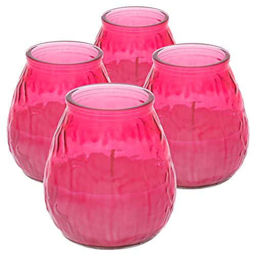 4er Set Kerze im Glas Bistro Licht pink 10,5 x 10 cm Brenndauer ca. 46h Outdoor Windlicht Dekoration von Nexos Trading