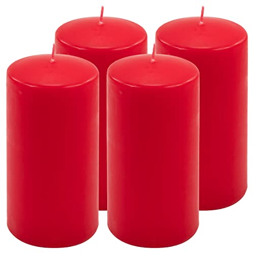 Stumpenkerze rot Höhe 15 cm Ø 7,5 cm lange Brenndauer Rund-Kerze Säulenkerzen Kerzen-Deko Tafelkerzen Weihnachts-Kerzen Hochzeit (4) von Nexos Trading