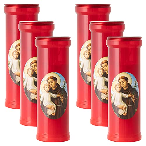 6er Set Grablicht "St Antonio" 19,5x6,5 cm rot Friedhofskerzen Trauerkerze 600g Brenndauer 96h Grabschmuck Trauer 6er Set Grablicht "St Antonio" 19,5x6,5 cm rot Friedhofskerzen Trauerkerze 600g Brenndauer 96h Grabschmuck Trauer von Nexos Trading