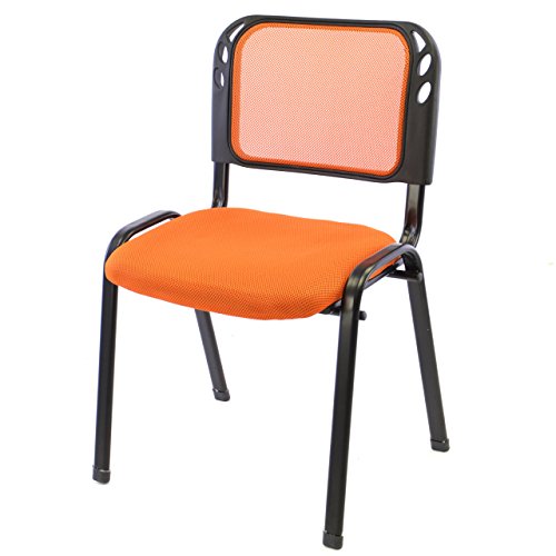Nexos Trading Bürostuhl Konferenzstuhl Besucherstuhl orange gepolsterte Sitzfläche stapelbar 52,5 x 45 x 80 cm Stapelstuhl Metallrahmen schwarz von Nexos Trading