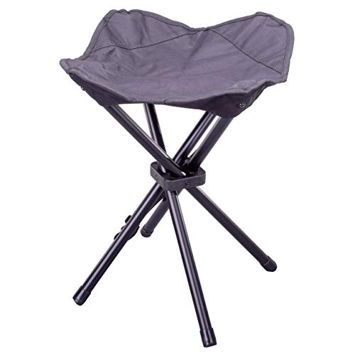 Nexos Trading Camping-Hocker schwarz 4-beinig Mini Campingstuhl für Angeln Reise Wandern Garten – Outdoor faltbar – Bespannung schwarz – Gestell grau von Nexos Trading