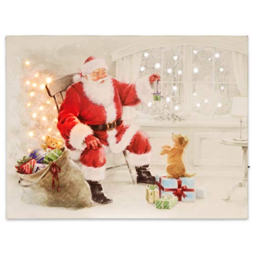 Nexos Trading LED Wandbild Beleuchtung 30x40 cm Bescherung Weihnachtsmann Fotodruck Kunstdruck Leuchtbild Weihnachten Batterie Effekt-LED Nikolaus Xmas von Nexos Trading