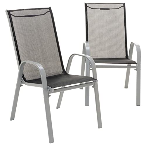 Nexos 2er Set Gartenstuhl Stapelstuhl Stapelsessel Hochlehner Terrasse anthrazit von Nexos Trading