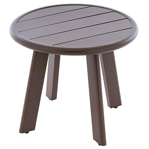 Nexos Trading Beistelltisch Aluminium Farbe dunkel-braun Terrassentisch Balkontisch Veranda-Tisch 52x45 cm mit runder Tischplatte von Nexos Trading