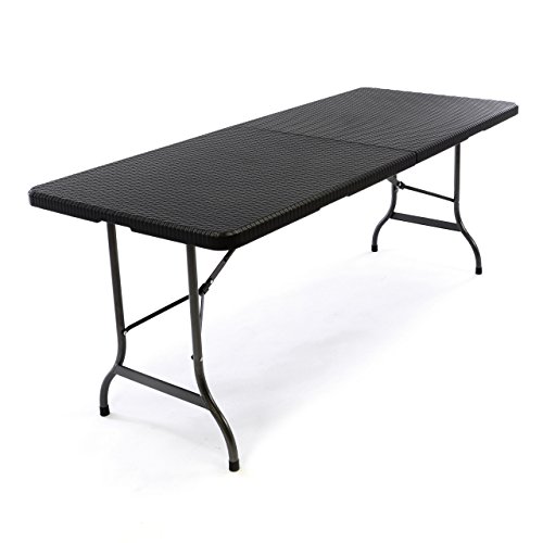 Nexos Klapptisch 183 x 76 x 74 cm Partytisch Catering Gartentisch klappbar Campingtisch bis 170 kg stabil robust Wetterfest 18,5 kg Tragegriff weiß braun schwarz Farbe wählbar (Schwarz) von Nexos