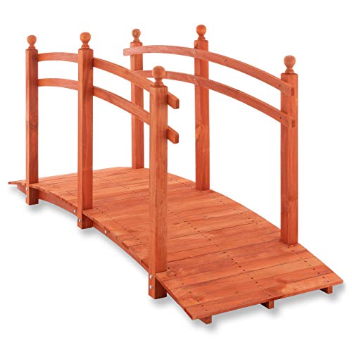 Nexos Trading Holz-Brücke 235cm/250cm/150cm - Farbe: Rot-Braun - Gartenbrücke Teichbrücke (235 cm) von Nexos Trading