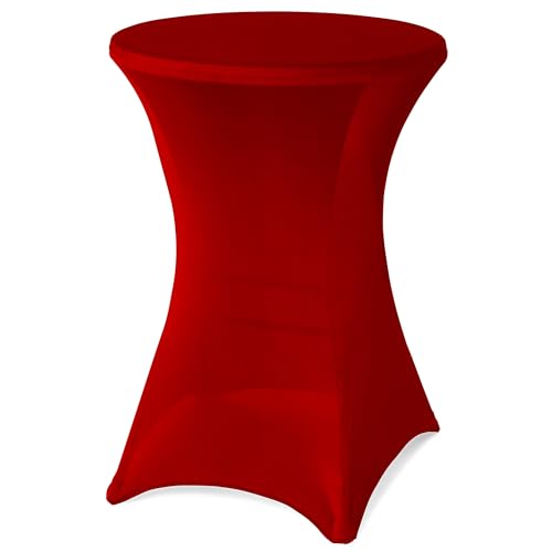 Nexos Husse für Stehtisch Stretch 80 x 80 x 110 cm rot Tischschutz Stoffbezug Tischhusse Garten Empfang Messe Feier Party dehnbar von Nexos Trading