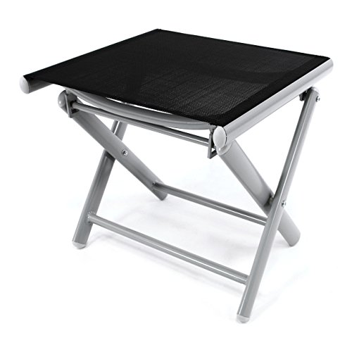 Nexos Klapphocker Sitzhocker Campinghocker Fußteil aus Aluminium und Textilene schwarz pulverbeschichtet Rahmen Hellgrau Sitzhöhe 42 cm für Balkon Terrasse von Nexos Trading