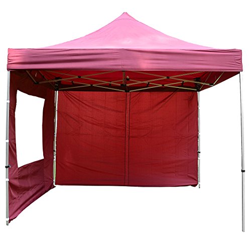 Nexos Profi Faltpavillon Partyzelt Pavillon 3x3 m mit 4 Seitenteilen - hochwertige Ausführung - wasserdichtes Dach mit PVC-Coating - 270 g/m² incl. Tragetasche und Zubehör – Farbe: Burgund von Nexos Trading
