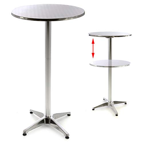 Nexos Stehtisch Bartisch 110 cm Aluminium Silber glänzend Tischplatte 60 cm Platte 2 cm Edelstahl Hochzeit Empfangstisch Bistrotisch von Nexos Trading