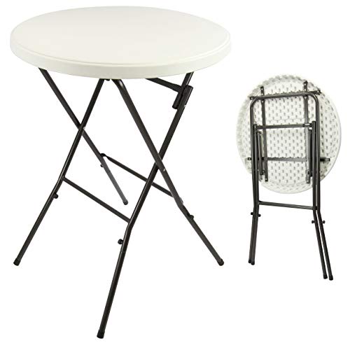 Nexos Stehtisch Rattan-Optik rund klappbar weiß 110 cm Ø 80 cm von Nexos Trading