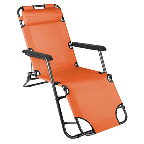Nexos klappbare Sonnenliege Relaxliege Liegestuhl Klappliege Stahl (Orange) von Nexos