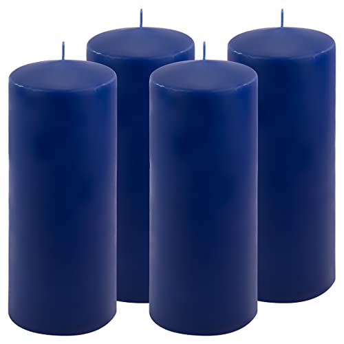 Stumpenkerze Höhe 25 cm Ø 10 cm lange Brenndauer Rund-Kerze Säulenkerzen Kerzen-Deko Tafelkerzen Weihnachts-Kerzen Hochzeit Xmas (blau, 4) von Nexos Trading