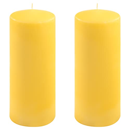 Stumpenkerze Höhe 25 cm Ø 10 cm lange Brenndauer Rund-Kerze Säulenkerzen Kerzen-Deko Tafelkerzen Weihnachts-Kerzen Hochzeit Xmas (gelb, 2) von Nexos Trading