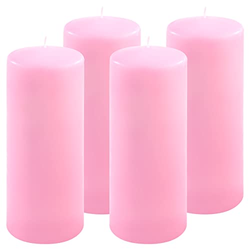 Nexos Trading Stumpenkerze Höhe 25 cm Ø 10 cm lange Brenndauer Rosa Einfarbig Dekoration (pink, 4) von Nexos Trading