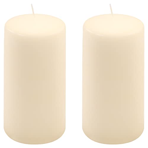 Stumpenkerze creme Höhe 15 cm Ø 7,5 cm lange Brenndauer Rund-Kerze Säulenkerzen Kerzen-Deko Tafelkerzen Weihnachts-Kerzen Hochzeit (2) von Nexos Trading