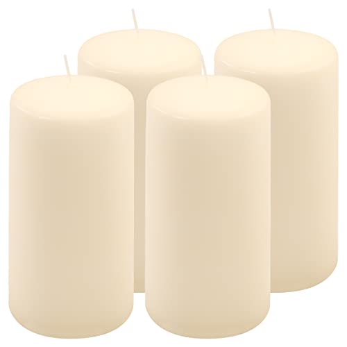 Stumpenkerze creme Höhe 15 cm Ø 7,5 cm lange Brenndauer Rund-Kerze Säulenkerzen Kerzen-Deko Tafelkerzen Weihnachts-Kerzen Hochzeit (4) von Nexos Trading