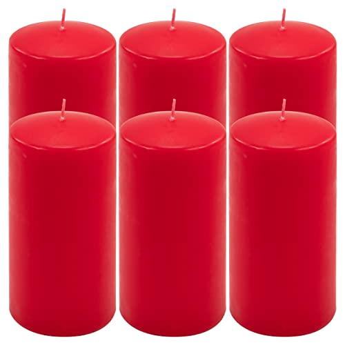 Stumpenkerze rot Höhe 15 cm Ø 7,5 cm lange Brenndauer Rund-Kerze Säulenkerzen Kerzen-Deko Tafelkerzen Weihnachts-Kerzen Hochzeit (6) von Nexos Trading