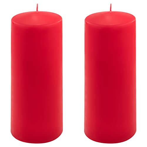Stumpenkerze rot Höhe 20 cm Ø 7,5 cm lange Brenndauer Rund-Kerze Säulenkerzen Kerzen-Deko Tafelkerzen Weihnachts-Kerzen Hochzeit Xmas (2) von Nexos Trading