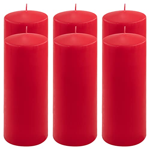 Stumpenkerze rot Höhe 25 cm Ø 10 cm lange Brenndauer Rund-Kerze Säulenkerzen Kerzen-Deko Tafelkerzen Weihnachts-Kerzen Hochzeit Xmas (6) von Nexos Trading