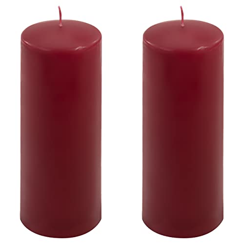 Stumpenkerze weinrot Höhe 20 cm Ø 7,5 cm lange Brenndauer Rund-Kerze Säulenkerzen Kerzen-Deko Tafelkerzen Weihnachts-Kerzen Hochzeit (2) von Nexos Trading