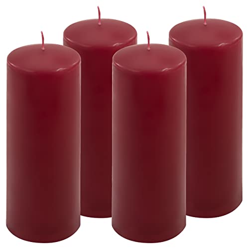 Stumpenkerze weinrot Höhe 20 cm Ø 7,5 cm lange Brenndauer Rund-Kerze Säulenkerzen Kerzen-Deko Tafelkerzen Weihnachts-Kerzen Hochzeit (4) von Nexos Trading
