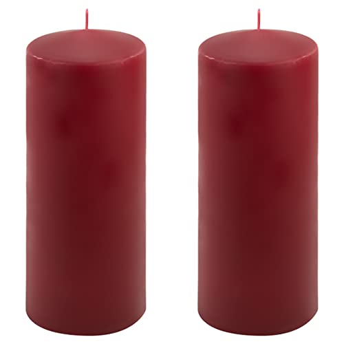 Stumpenkerze weinrot Höhe 25 cm Ø 10 cm lange Brenndauer Rund-Kerze Säulenkerzen Kerzen-Deko Tafelkerzen Weihnachts-Kerzen Hochzeit (2) von Nexos Trading