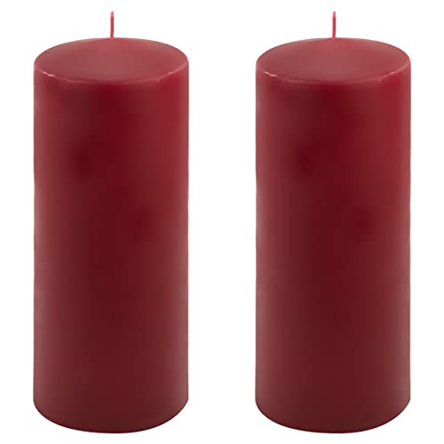 Stumpenkerze weinrot Höhe 25 cm Ø 10 cm lange Brenndauer Rund-Kerze Säulenkerzen Kerzen-Deko Tafelkerzen Weihnachts-Kerzen Hochzeit (2) von Nexos Trading