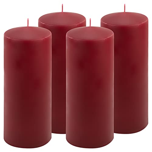 Stumpenkerze weinrot Höhe 25 cm Ø 10 cm lange Brenndauer Rund-Kerze Säulenkerzen Kerzen-Deko Tafelkerzen Weihnachts-Kerzen Hochzeit (4) von Nexos Trading