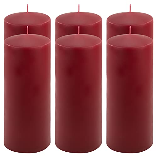 Stumpenkerze weinrot Höhe 25 cm Ø 10 cm lange Brenndauer Rund-Kerze Säulenkerzen Kerzen-Deko Tafelkerzen Weihnachts-Kerzen Hochzeit (6) von Nexos Trading