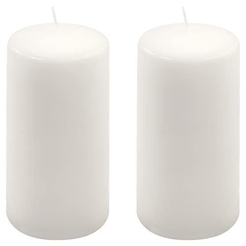 Stumpenkerze weiß Höhe 15 cm Ø 7,5 cm lange Brenndauer Rund-Kerze Säulenkerzen Kerzen-Deko Tafelkerzen Weihnachts-Kerzen Hochzeit (2) von Nexos Trading