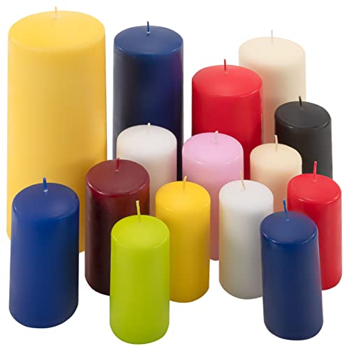 Stumpenkerzen 5kg Set bis 15 Stück getaucht Farbmix gemischt mehrfarbig verschiedene Größen Stumpen Kerzen duftfrei Kerzen-Posten Weihnachten von Nexos Trading
