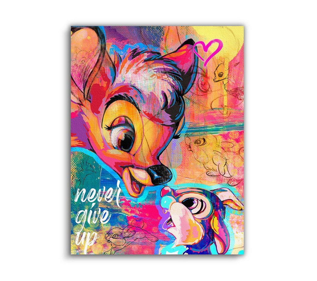 Next Level Canvas Wandbild Bambi Never Give Up, Motivierendes Bambi-Design von Next Level Canvas