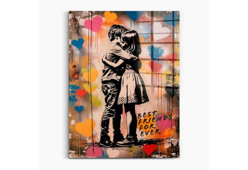 Next Level Canvas Wandbild Best Friends forever, Farbintensives Motiv mit Herzen von Next Level Canvas
