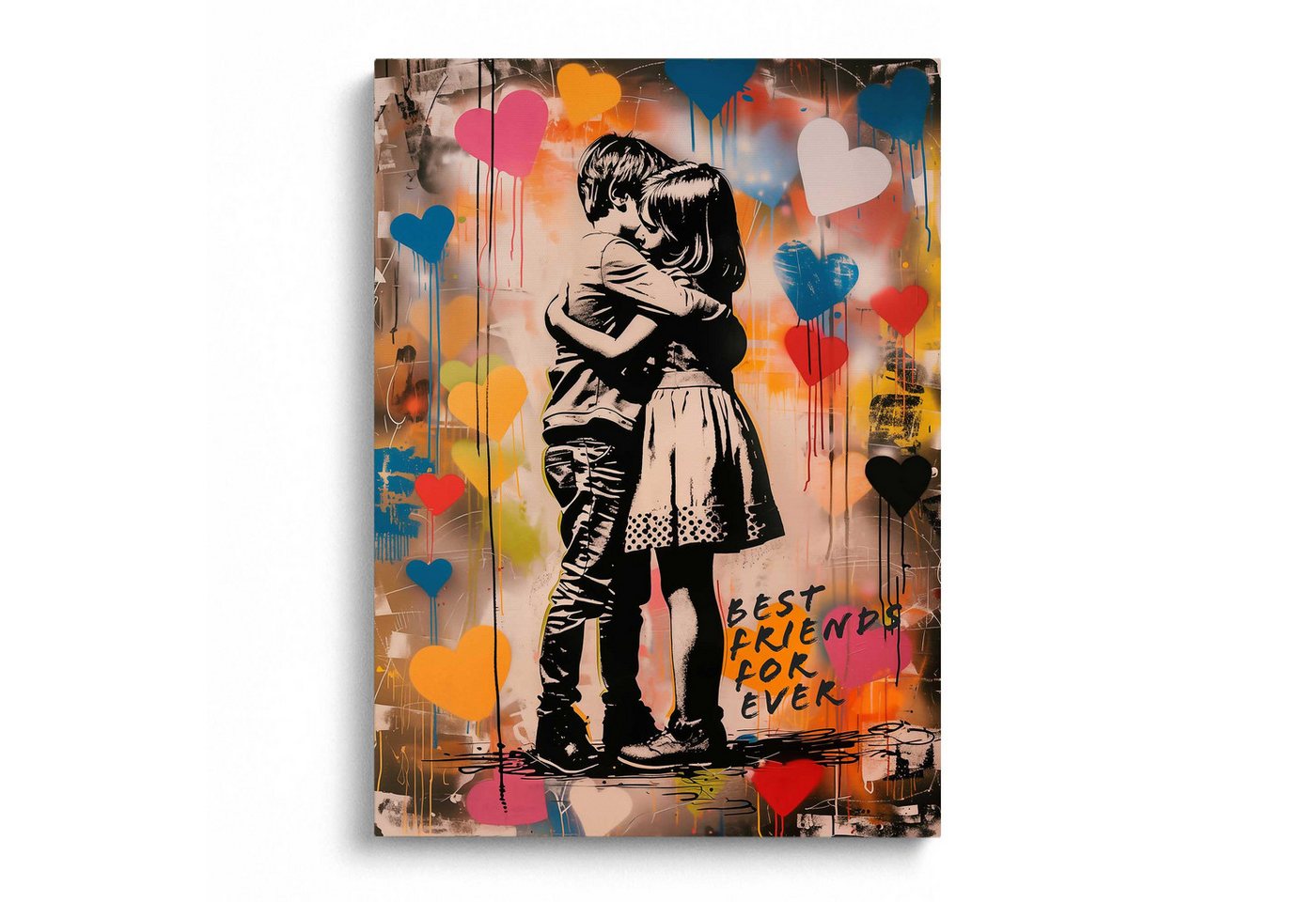 Next Level Canvas Wandbild Best Friends forever, Farbintensives Motiv mit Herzen von Next Level Canvas