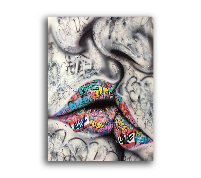 Next Level Canvas Wandbild Graffiti Kiss von Next Level Canvas