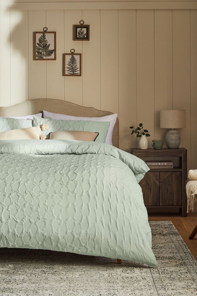 Bett-Set, Strukturierte, geprägte Bett- und Kissenbezüge, Next, Bezug: Polyester (recycelt), Polyester von Next