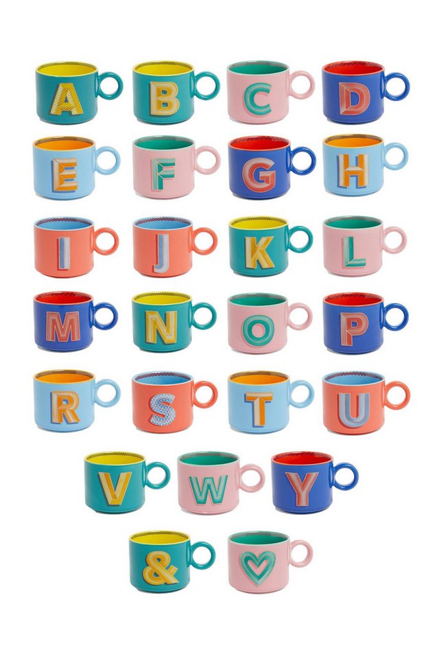 Next Becher Tasse mit Buchstaben-Motiv, Steingut Next Becher Tasse mit Buchstaben-Motiv, Steingut von Next