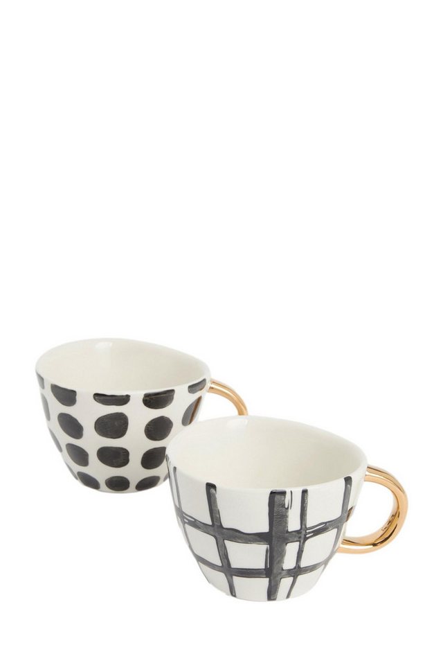 Next Becher Tassen mit Punkten und Streifen, 2er-Set, Steingut Next Becher Tassen mit Punkten und Streifen, 2er-Set, Steingut von Next