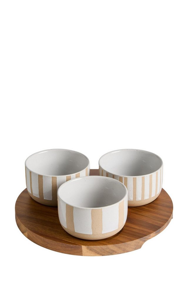 Next Dipschale 3-teiliges Dip-Keramikset und Tablett, gestreift, Steingut, (1-tlg) von Next