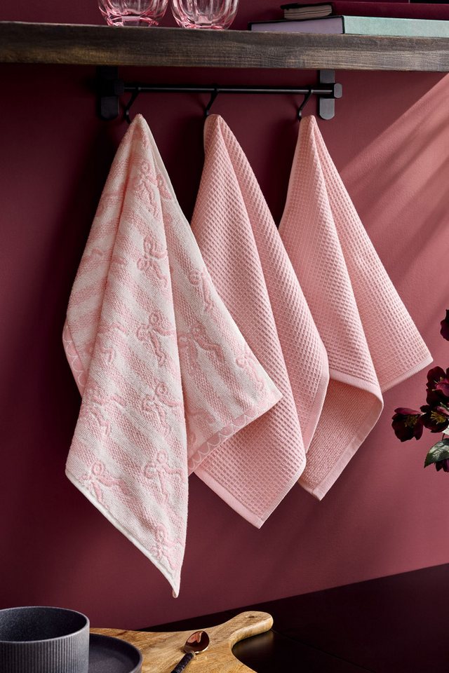 Next Geschirrtuch 3er-Set Geschirrtücher, Herzen und Schleifen, (3-tlg) von Next