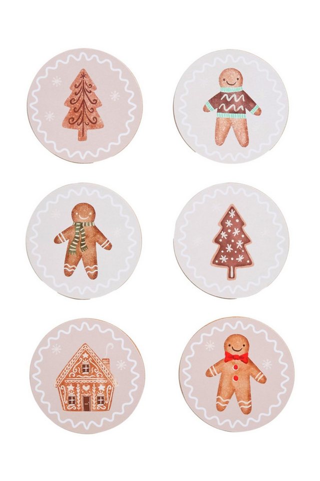 Next Getränkeuntersetzer Weihnachtsuntersetzer mit Korkrückseite, 6er-Set, 1-tlg. von Next